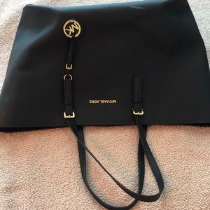 Michael Kors Jet Set Travel Black Leather Tote